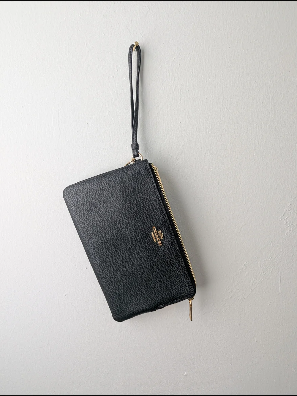 NWT Coach Black Leather Zip Wristlet